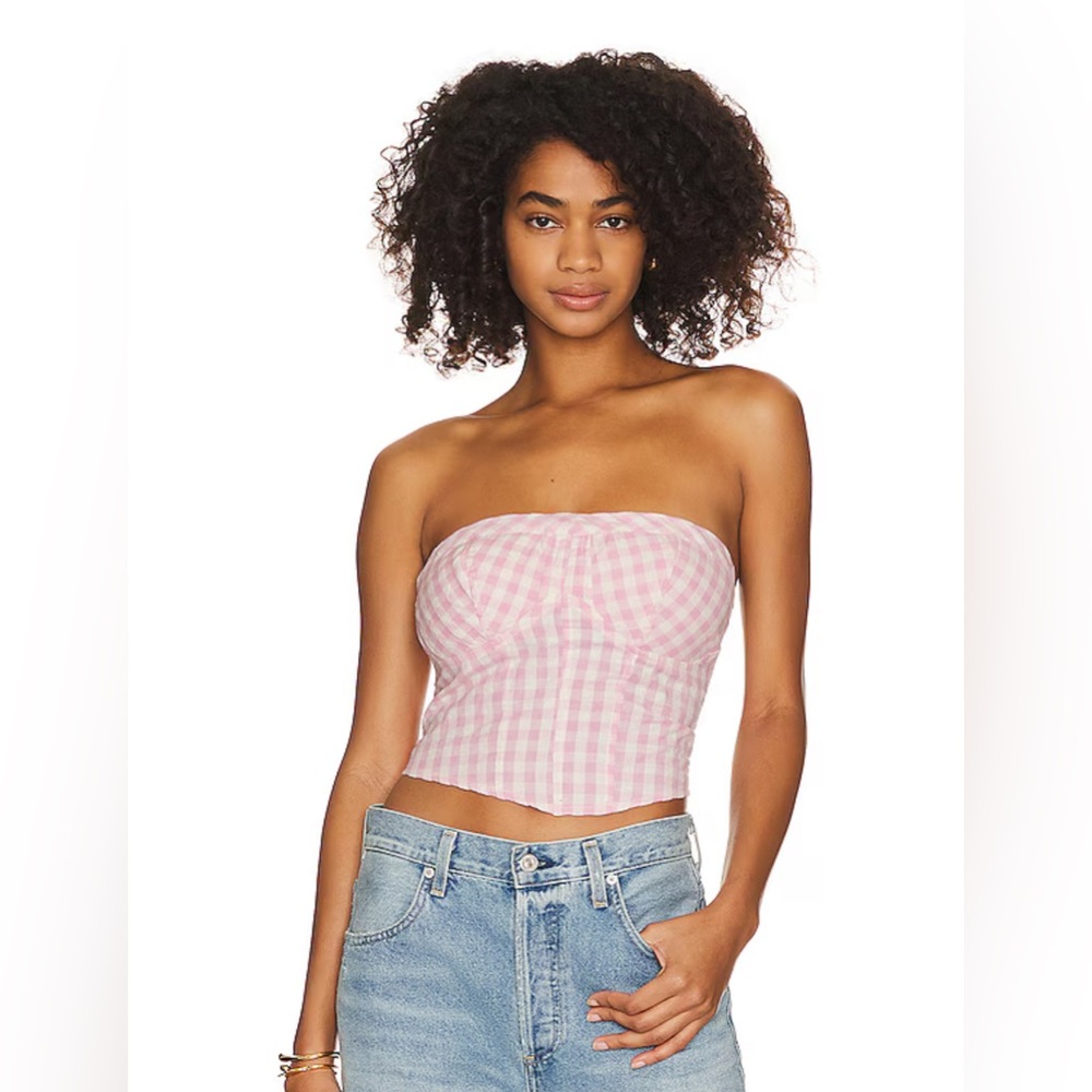 Free people Leilani tube top in gingham pink